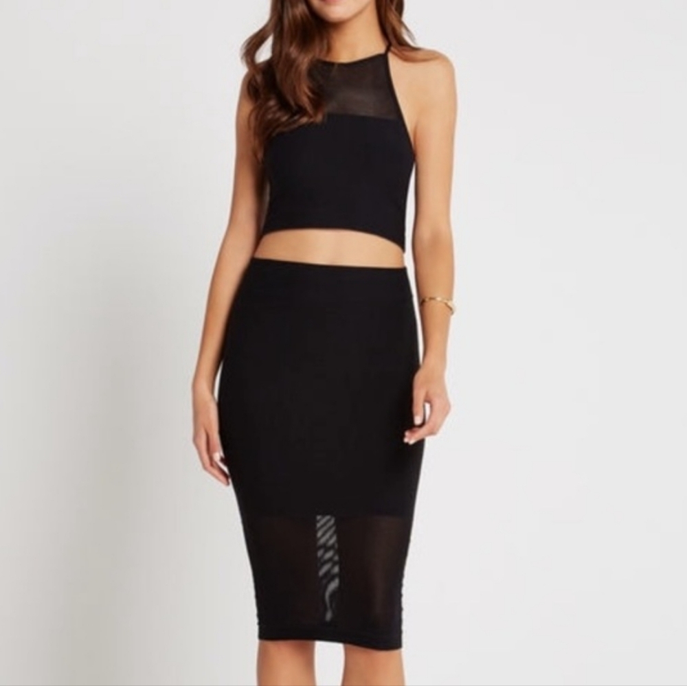 Bcbgeneration Black mesh casual Crop Top and Skirt Size:XS/S